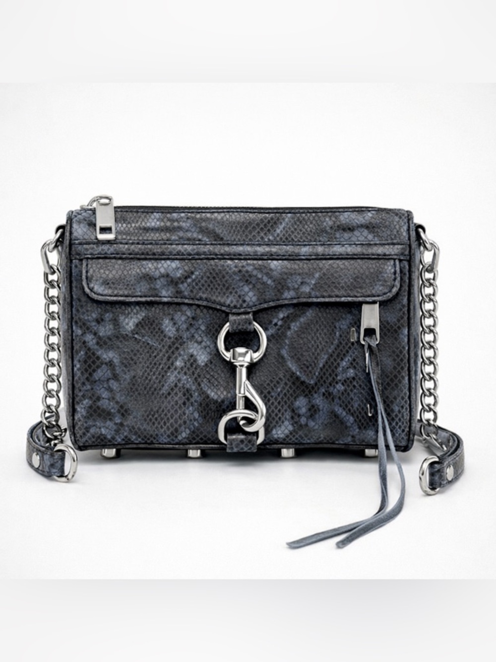 Rebecca Minkoff Mini MAC Blue Snake Embossed Leather Crossbody